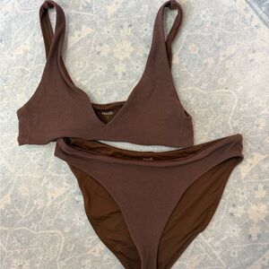 nuuds Brown Textured Two-Piece Bikini
